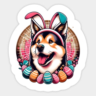 Tornjak Dog Enjoys Easter Festivities in the Garden Sticker